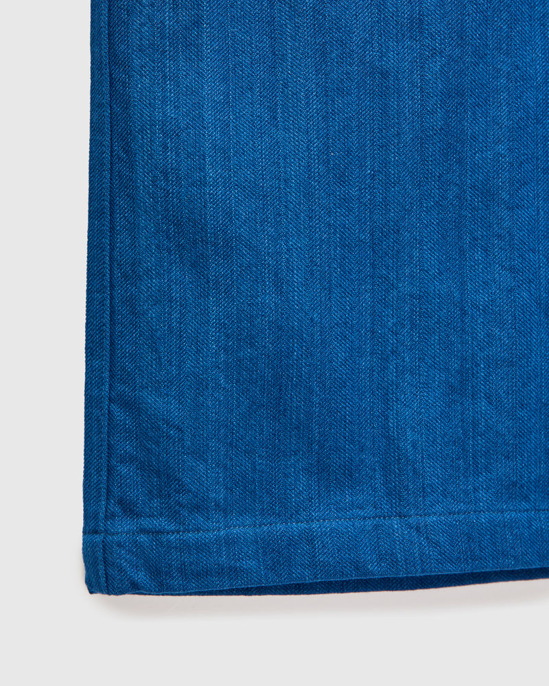 "Asagi" Herringbone Short Sleeve Shirt in Natural Indigo