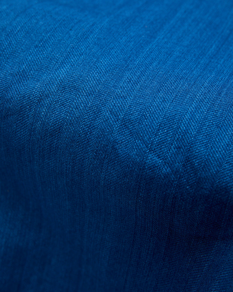 "Asagi" Herringbone Short Sleeve Shirt in Natural Indigo