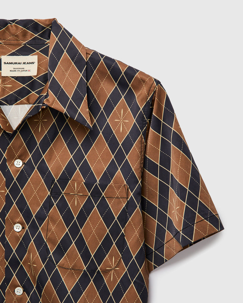 "Narahira" Short Sleeve Shirt in Brown