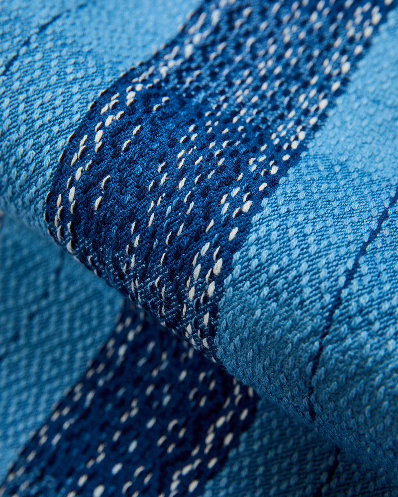 "Rain Kasuri" Sashiko Workshirt in Natural Indigo