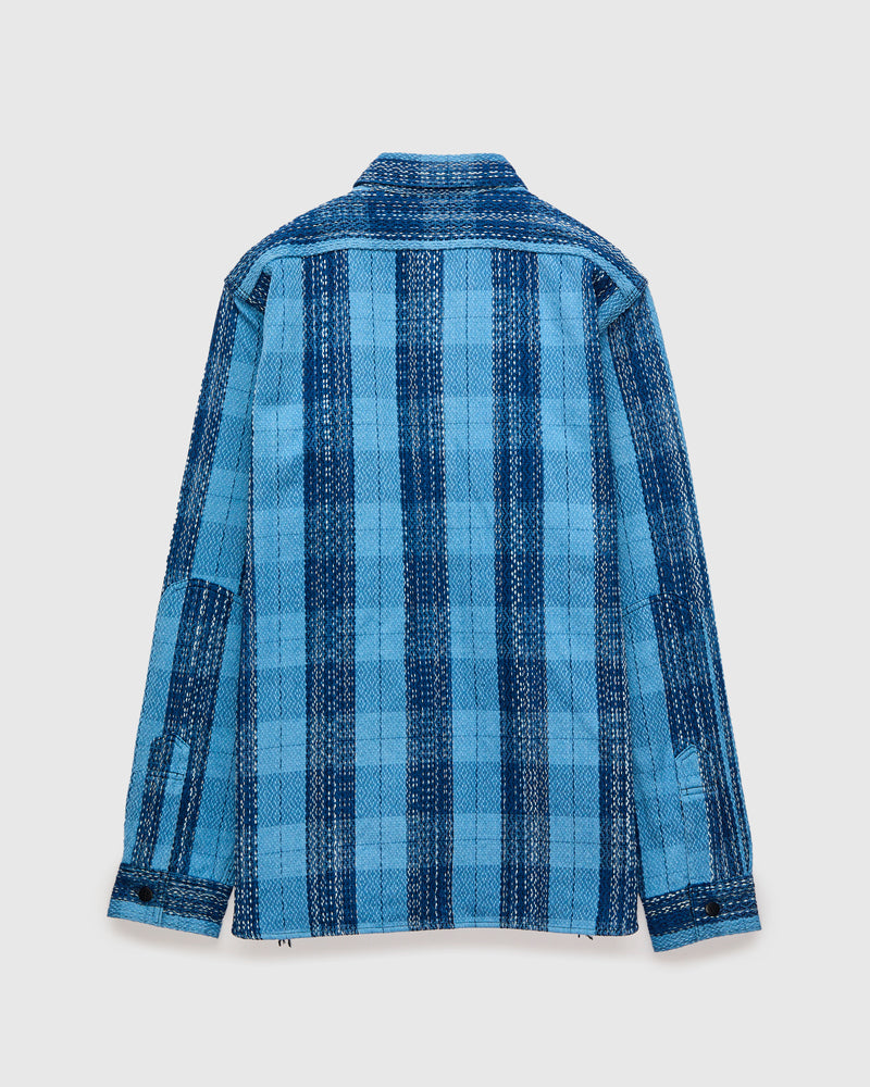 "Rain Kasuri" Sashiko Workshirt in Natural Indigo