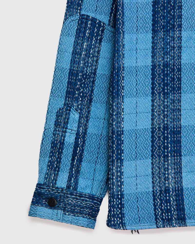 "Rain Kasuri" Sashiko Workshirt in Natural Indigo
