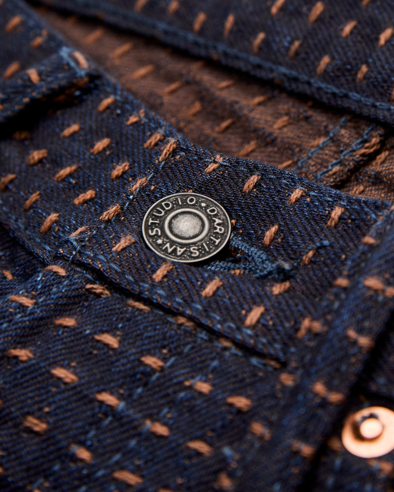 D1897 "Kakishibu Sashiko" 15.5oz Jacquard Denim - Relaxed Tapered Fit