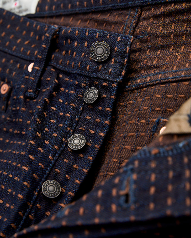 D1897 "Kakishibu Sashiko" 15.5oz Jacquard Denim - Relaxed Tapered Fit