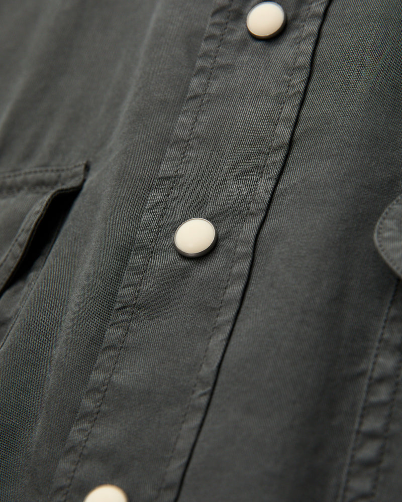 Tencel Gabardine Pearlsnap Shirt in Faded Black