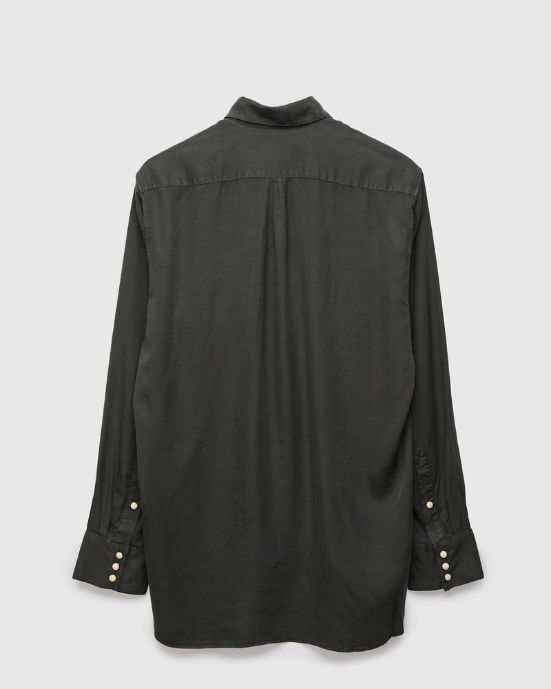 Tencel Gabardine Pearlsnap Shirt in Faded Black