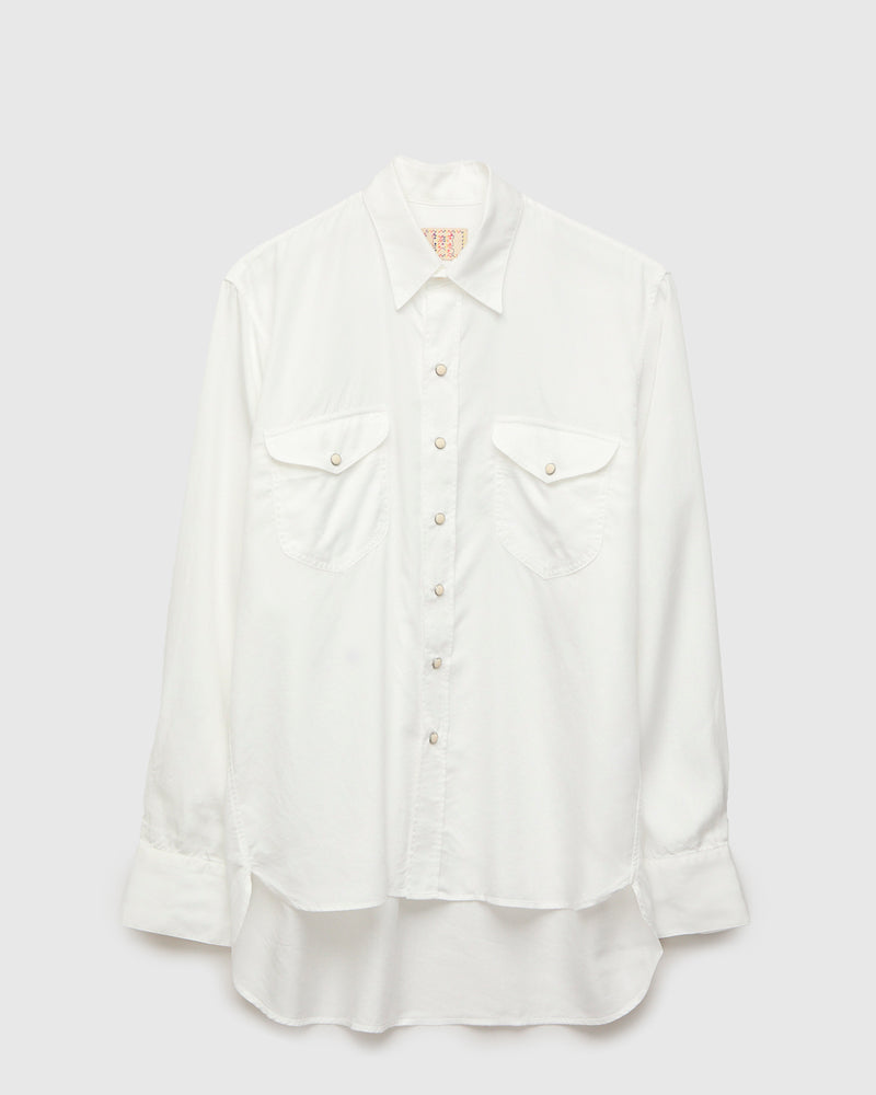 Tencel Gabardine Pearlsnap Shirt in Natural