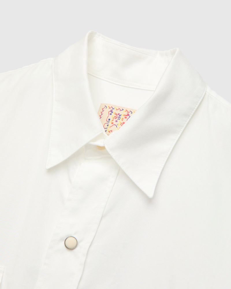 Tencel Gabardine Pearlsnap Shirt in Natural