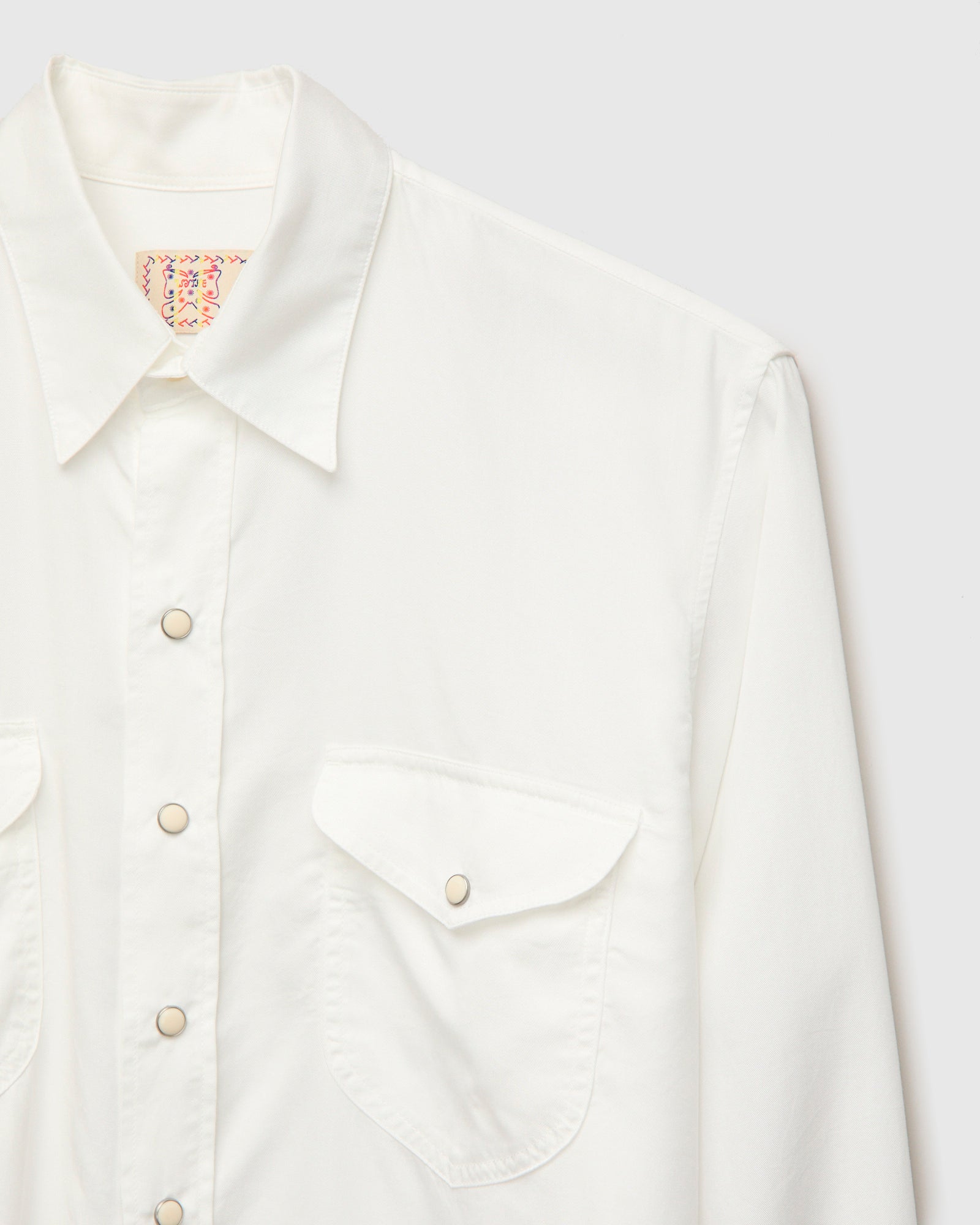 Tencel Gabardine Pearlsnap Shirt in Natural – Blue Owl Workshop