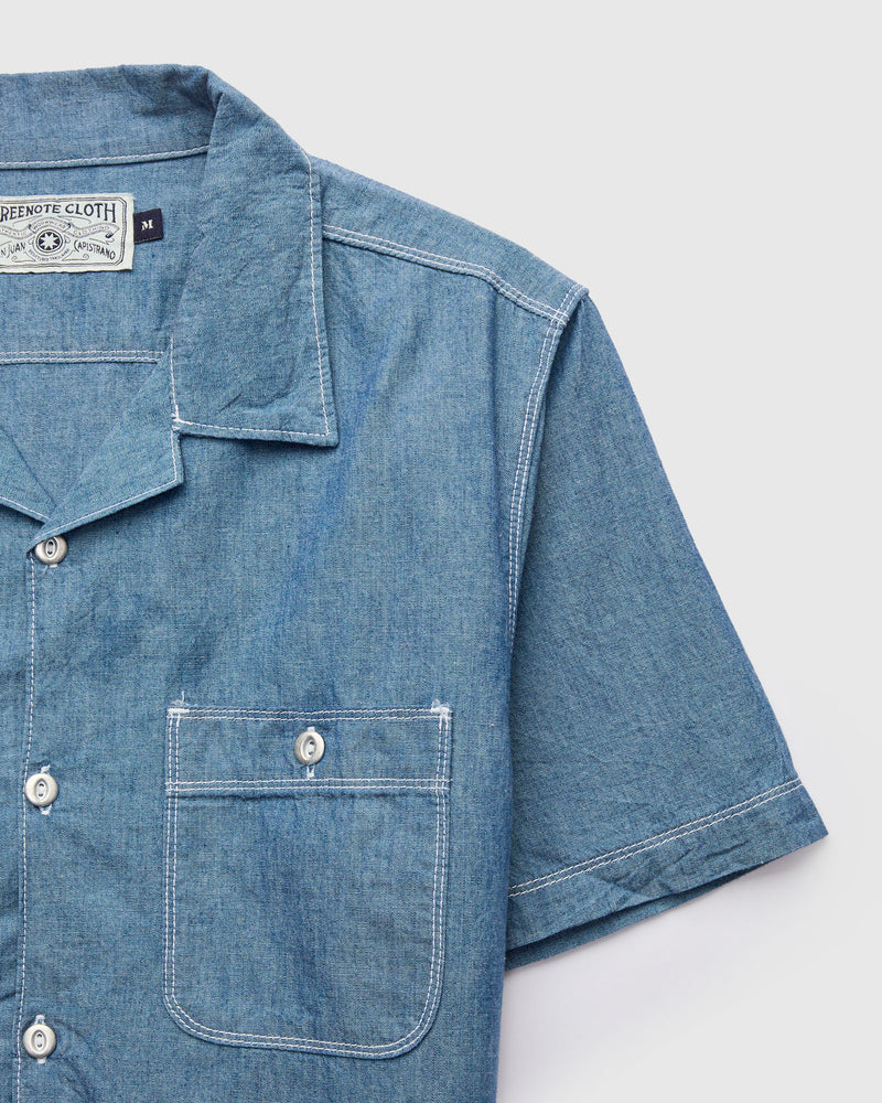 Dayton Short Sleeve Workshirt in Indigo Chambray