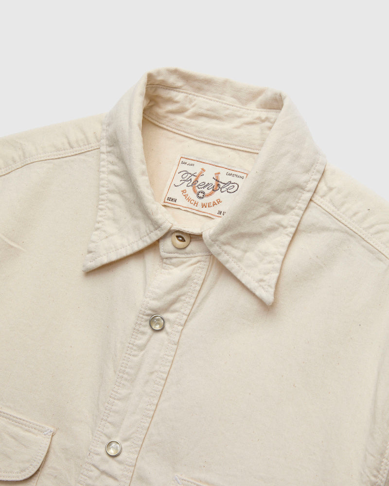 Bode SS Shirt in Natural Herringbone
