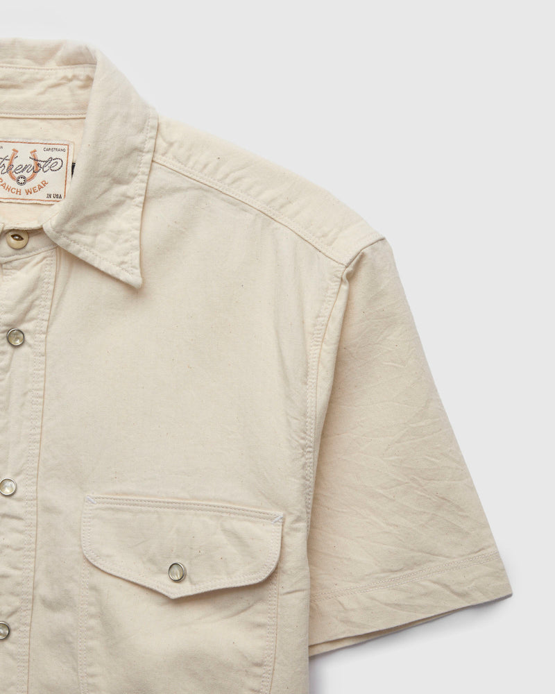 Bode SS Shirt in Natural Herringbone
