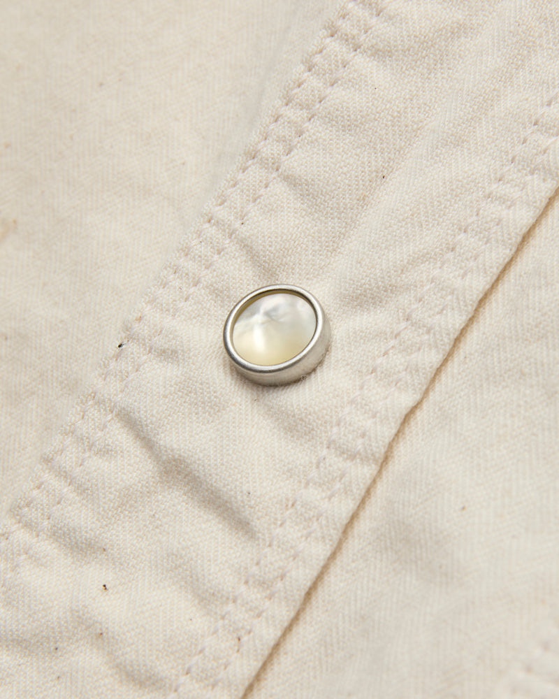 Bode SS Shirt in Natural Herringbone