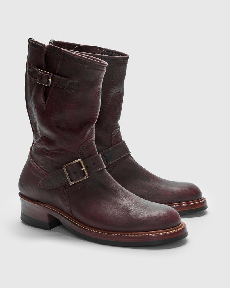 Wabash Engineer Boot in Burnt Burgundy Deerskin – Blue Owl Workshop