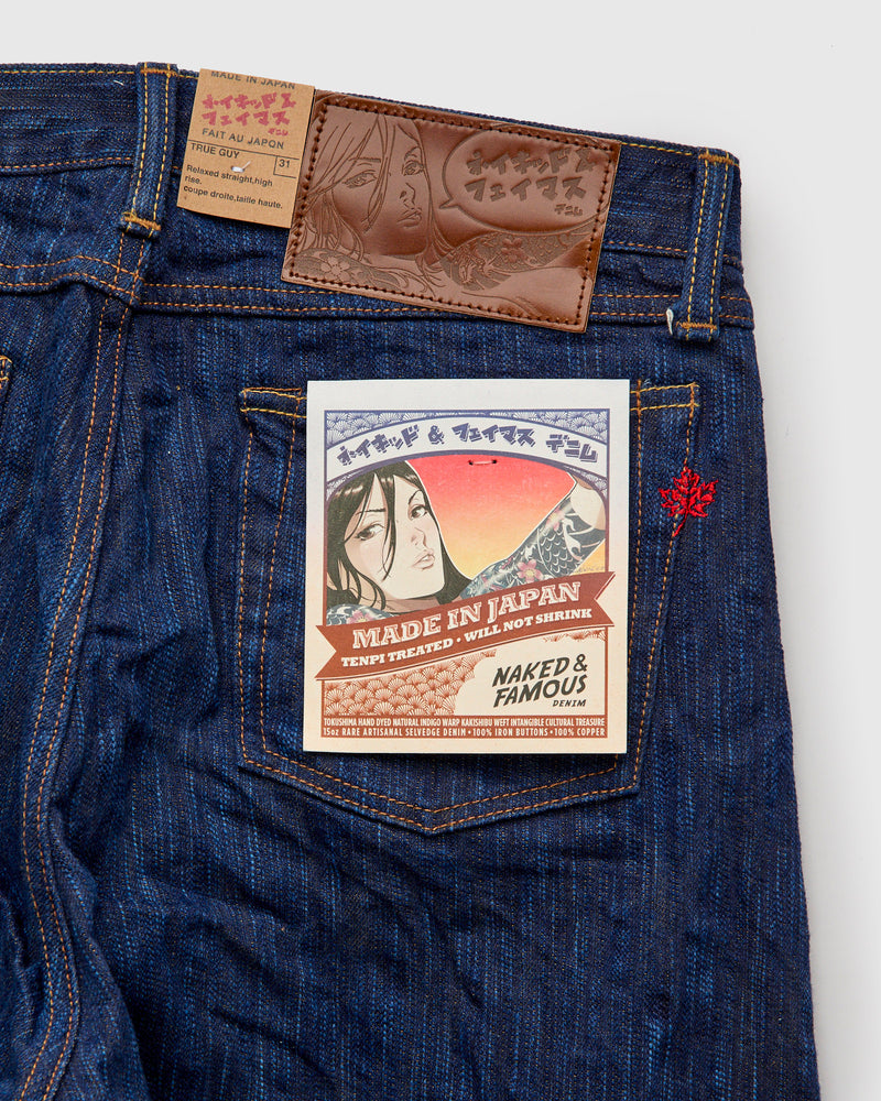 MIJ15 "Hand Dyed Natural Indigo x Kakishibu" 15oz Selvedge Denim - True Guy Fit