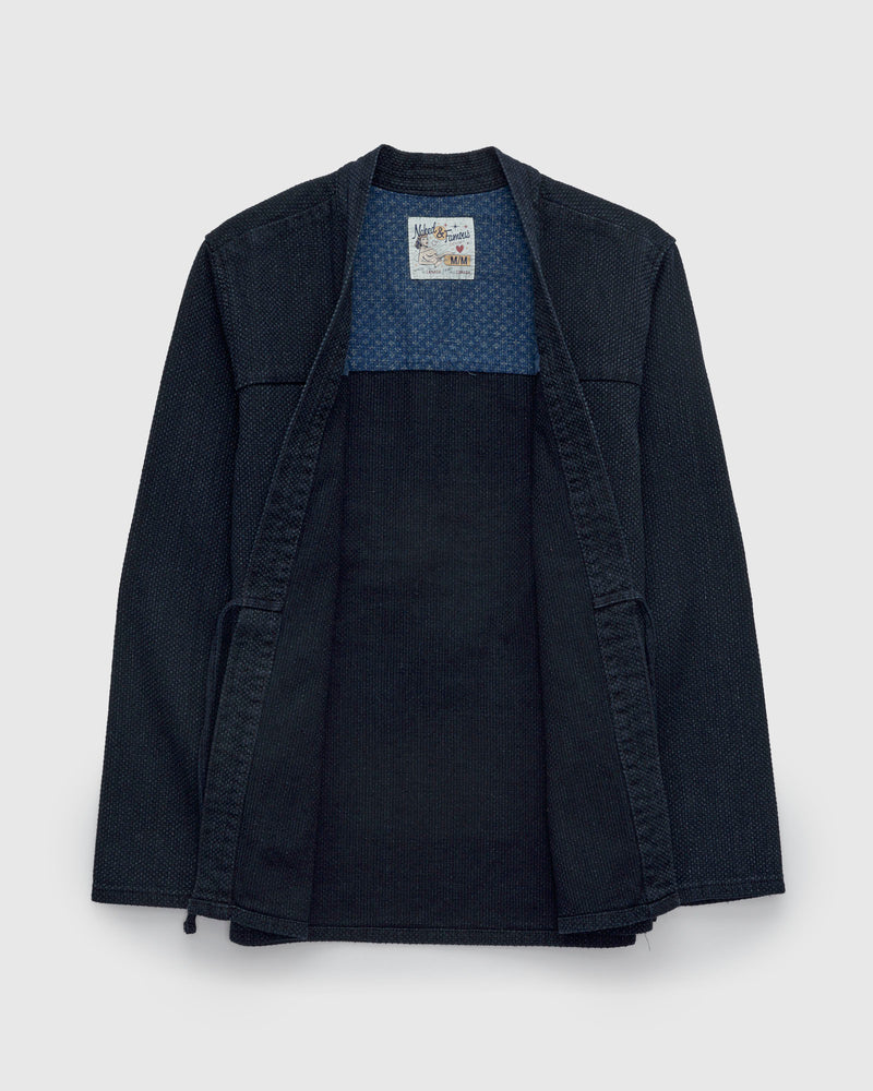 "Sashiko Stitch" Kimono Shirt in Indigo
