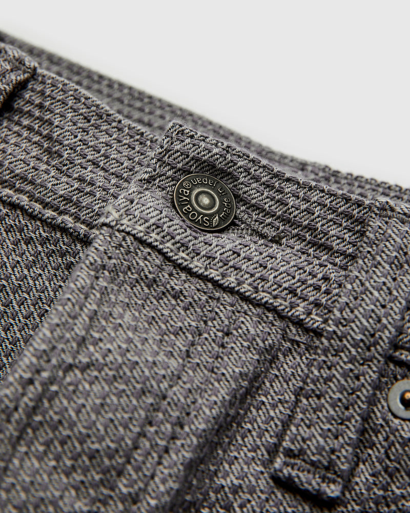 1177-GRY Gray x Black Sashiko Denim - Relaxed Tapered Fit