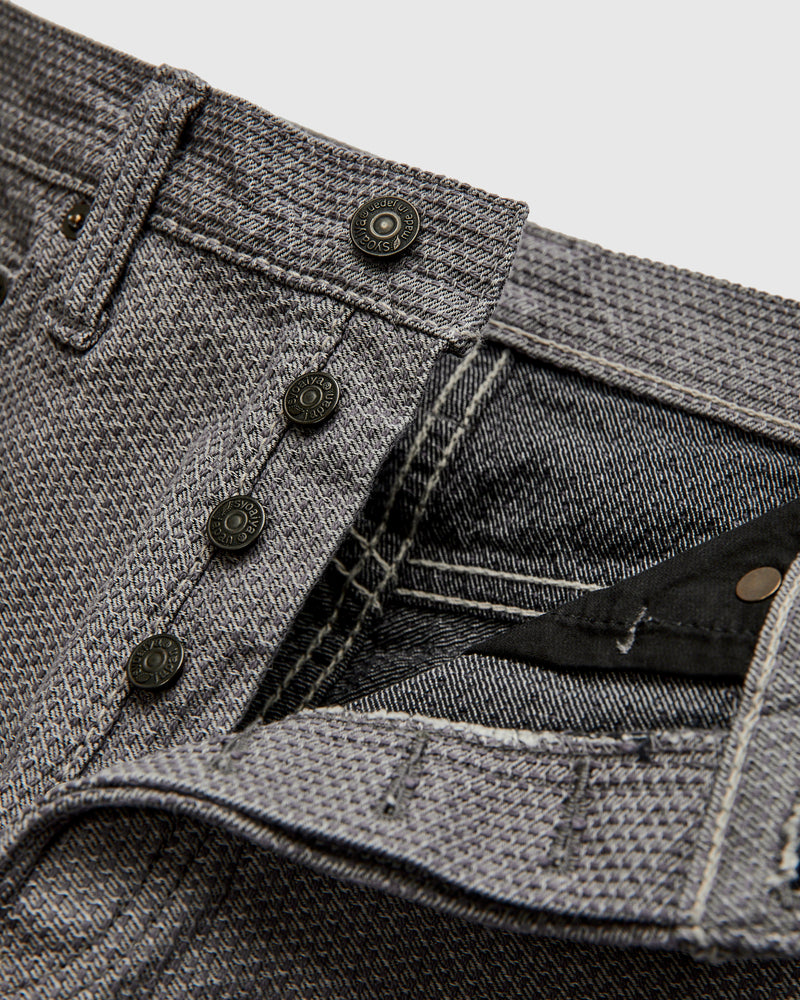 1177-GRY Gray x Black Sashiko Denim - Relaxed Tapered Fit