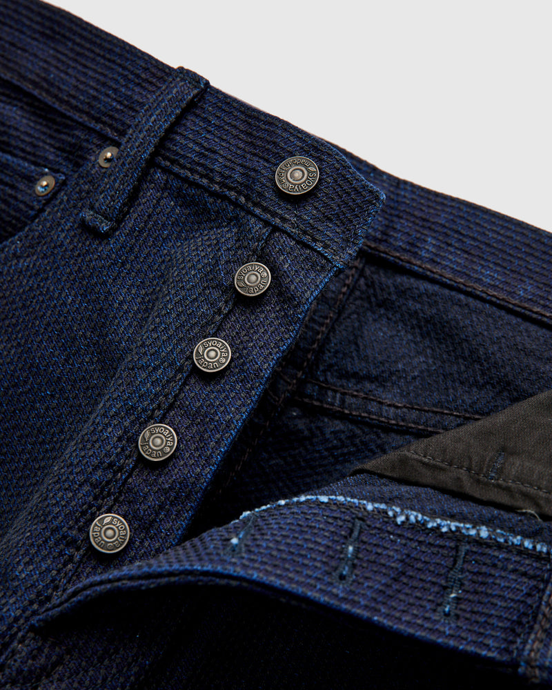1177-ID Indigo x Black Sashiko Denim - Relaxed Tapered Fit