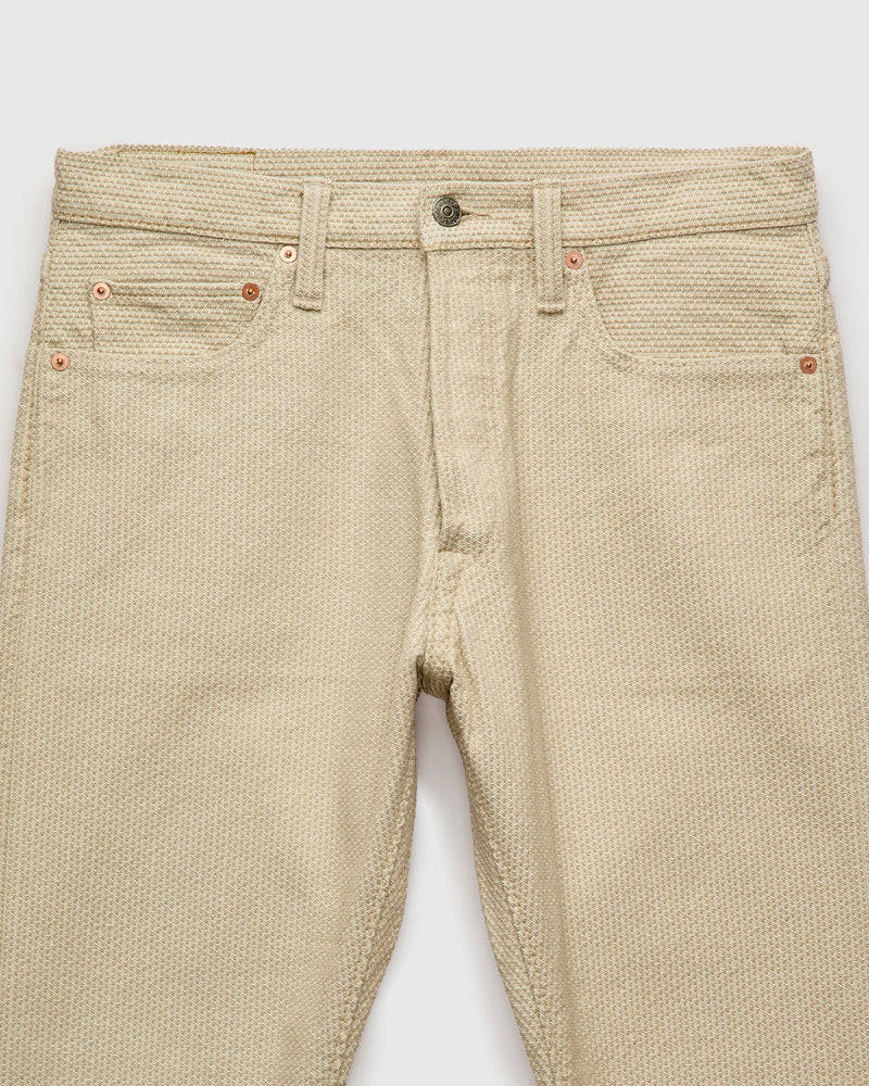 1177-IV Ivory x Beige Sashiko Denim - Relaxed Tapered Fit