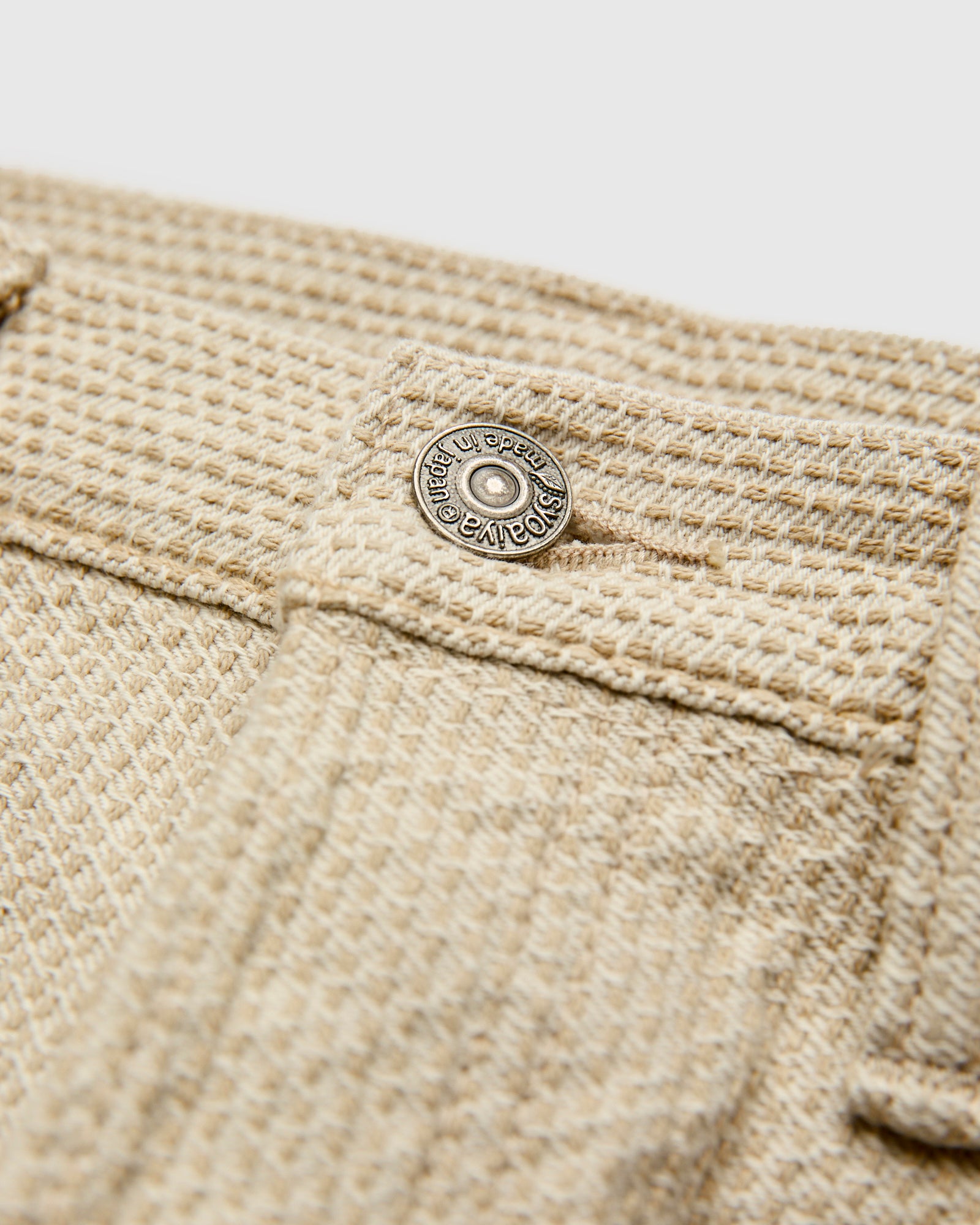 1177-IV Ivory x Beige Sashiko Denim - Relaxed Tapered Fit – Blue