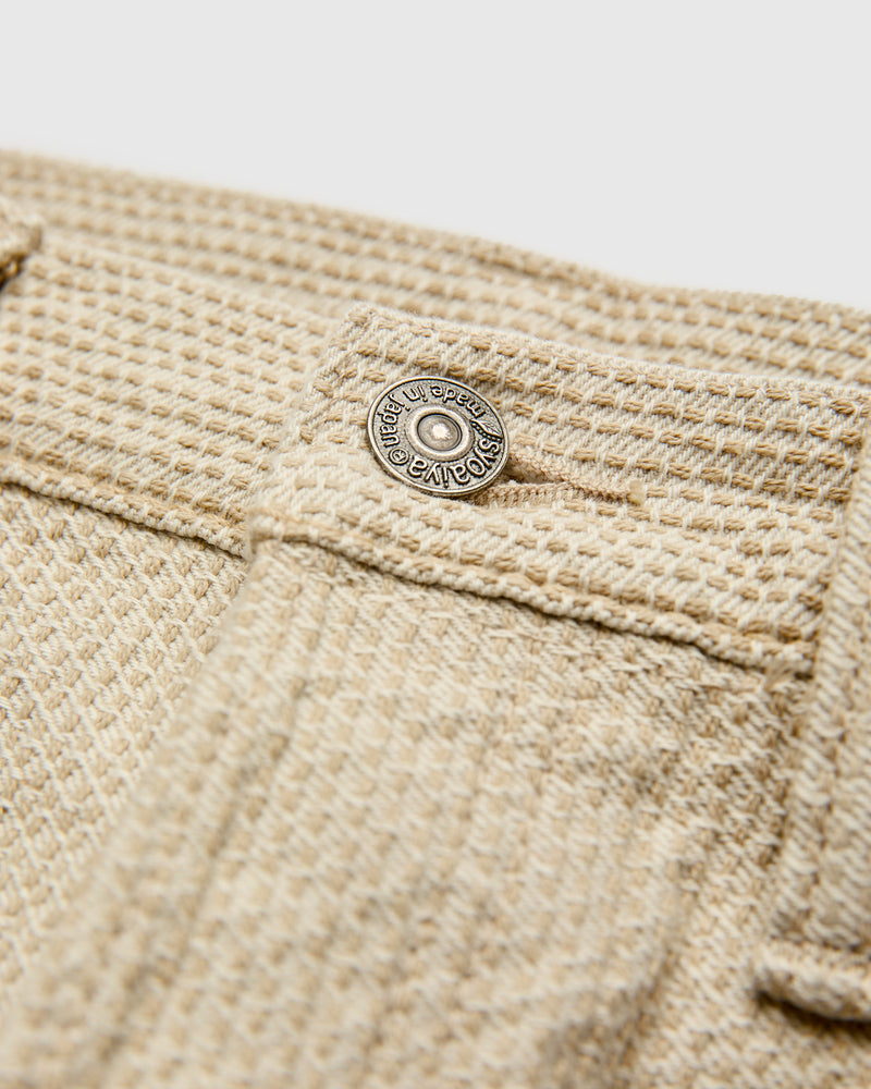 1177-IV Ivory x Beige Sashiko Denim - Relaxed Tapered Fit