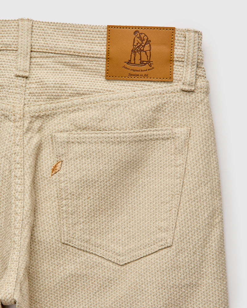 1177-IV Ivory x Beige Sashiko Denim - Relaxed Tapered Fit