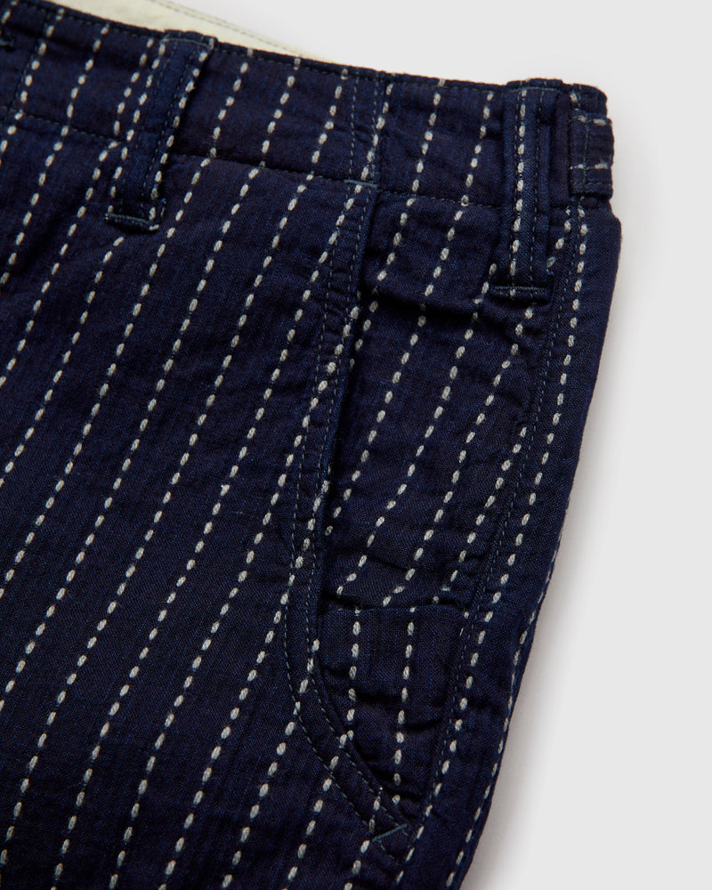 Stitch Stripe Comfortable Shorts in Indigo Thick Stripe