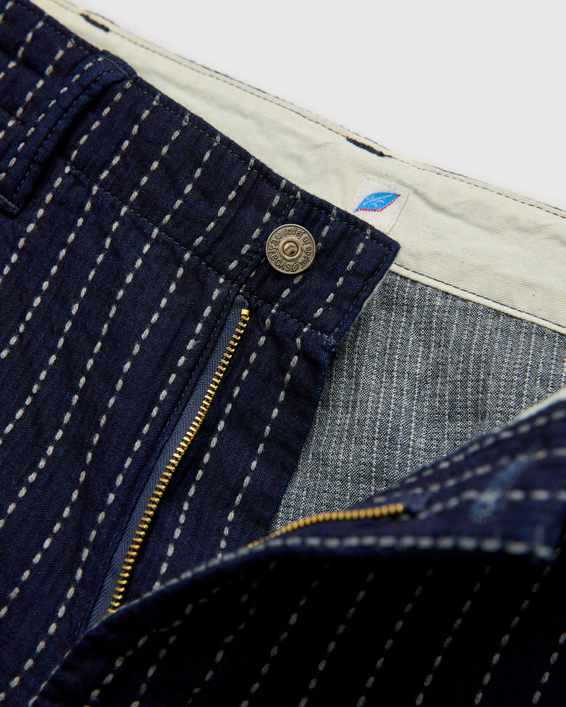 Stitch Stripe Comfortable Shorts in Indigo Thick Stripe