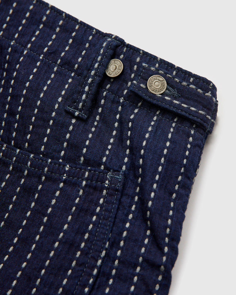 Stitch Stripe Comfortable Shorts in Indigo Thick Stripe