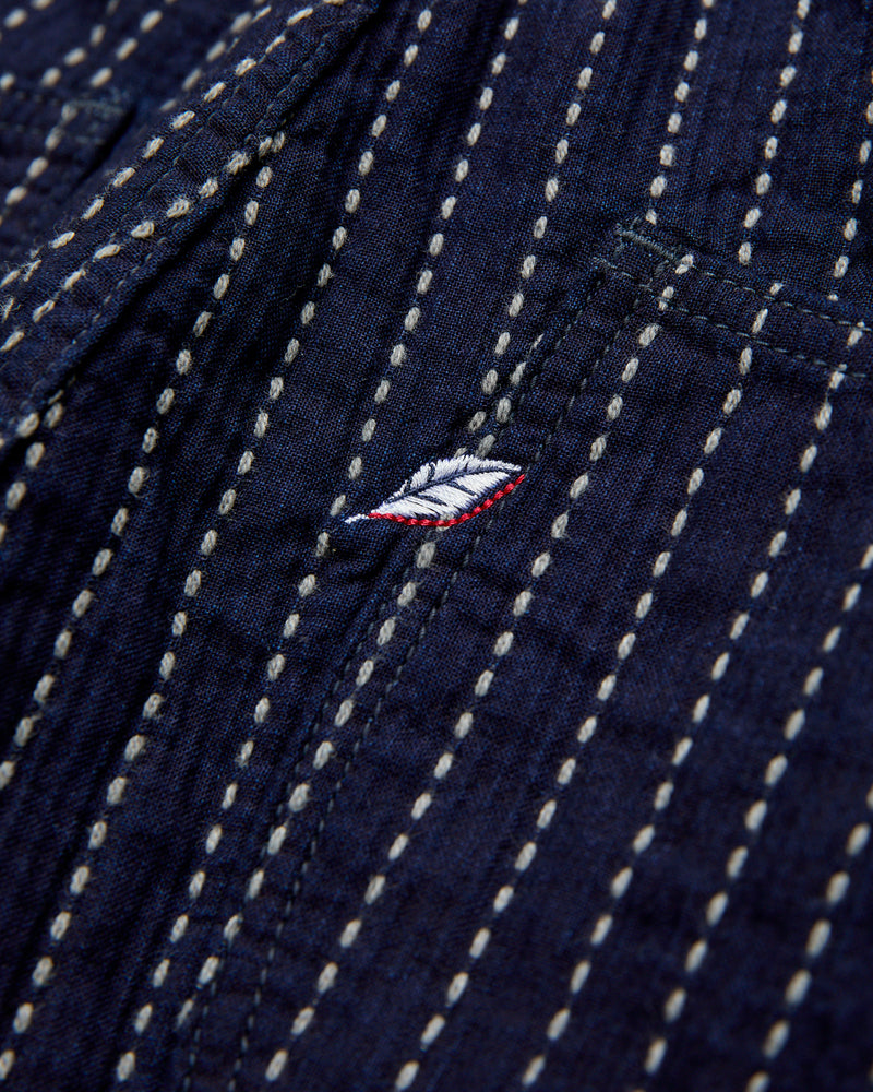 Stitch Stripe Comfortable Shorts in Indigo Thick Stripe