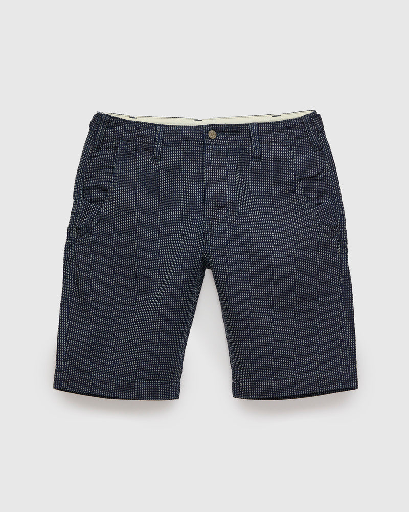 Stitch Stripe Comfortable Shorts in Indigo Thin Stripe