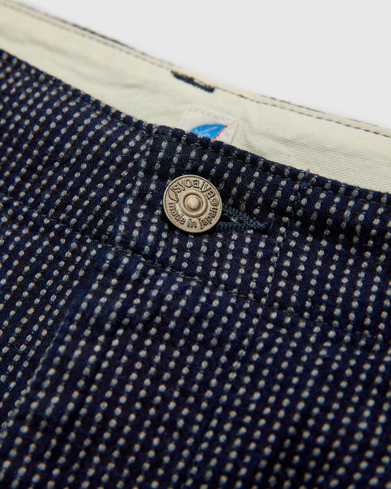 Stitch Stripe Comfortable Shorts in Indigo Thin Stripe