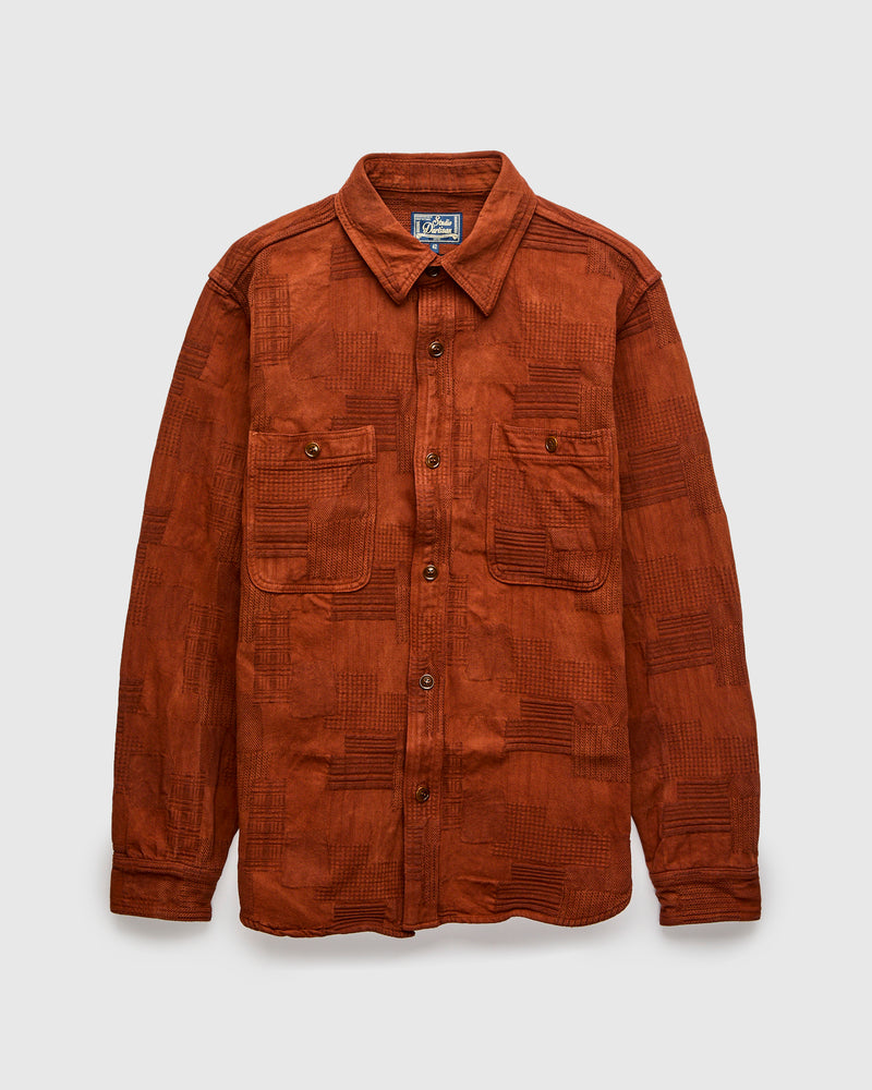 "Amami Dorozome" Boro Workshirt in Amber Brown
