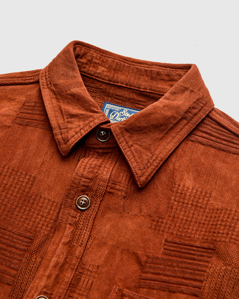 "Amami Dorozome" Boro Workshirt in Amber Brown