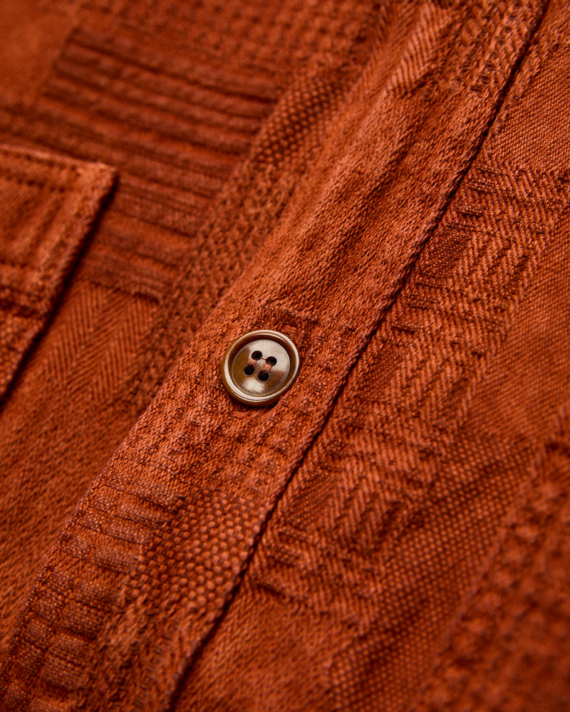 "Amami Dorozome" Boro Workshirt in Amber Brown