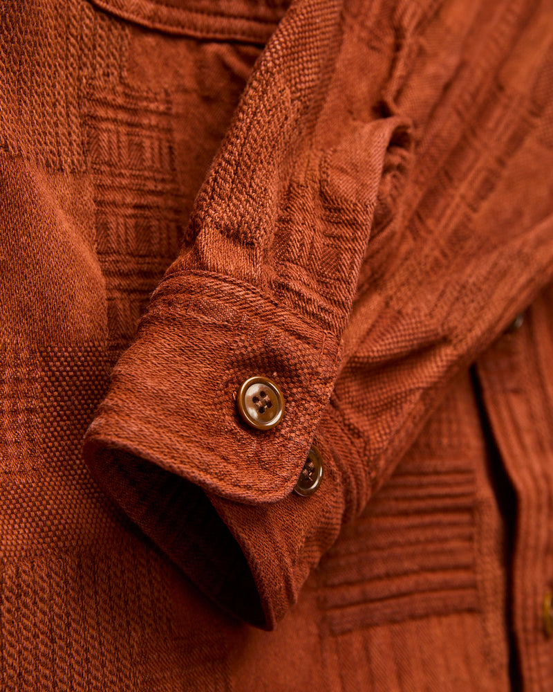 "Amami Dorozome" Boro Workshirt in Amber Brown