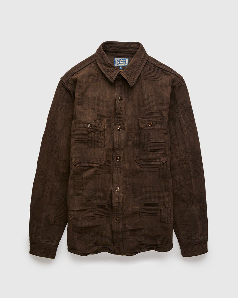 "Amami Dorozome" Boro Workshirt in Dark Brown