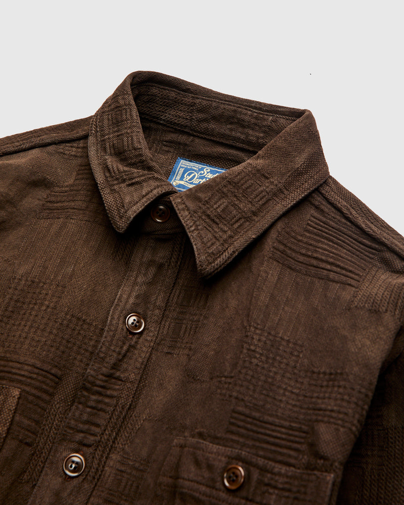 "Amami Dorozome" Boro Workshirt in Dark Brown
