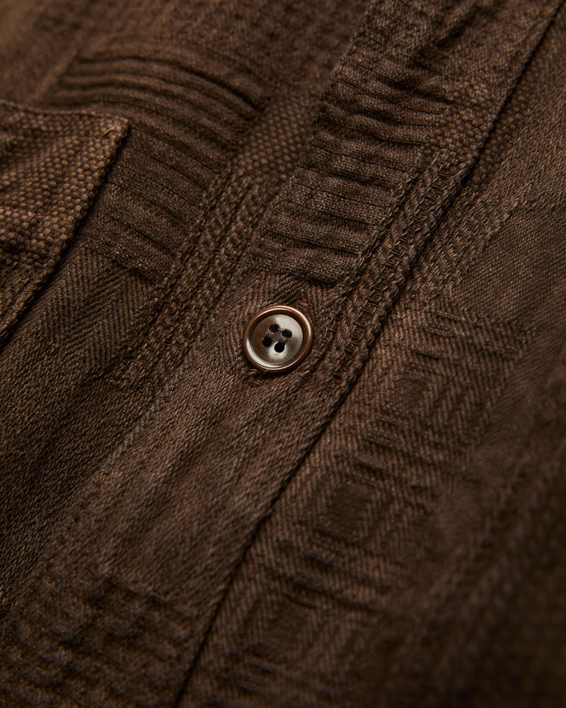 "Amami Dorozome" Boro Workshirt in Dark Brown