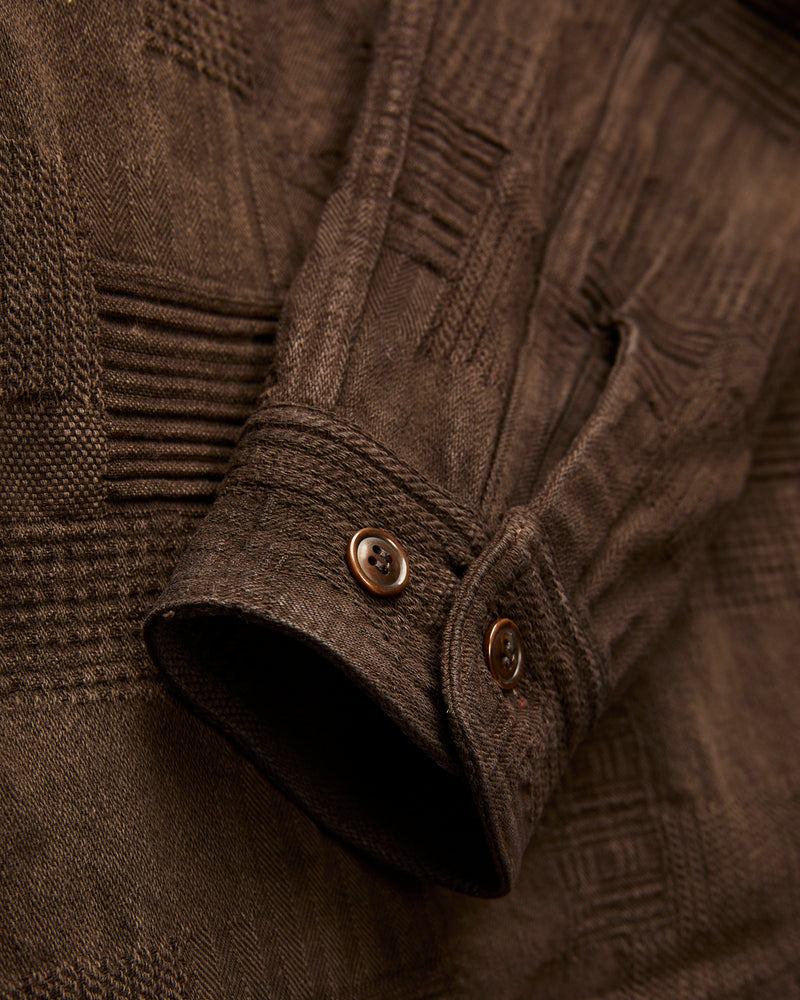"Amami Dorozome" Boro Workshirt in Dark Brown