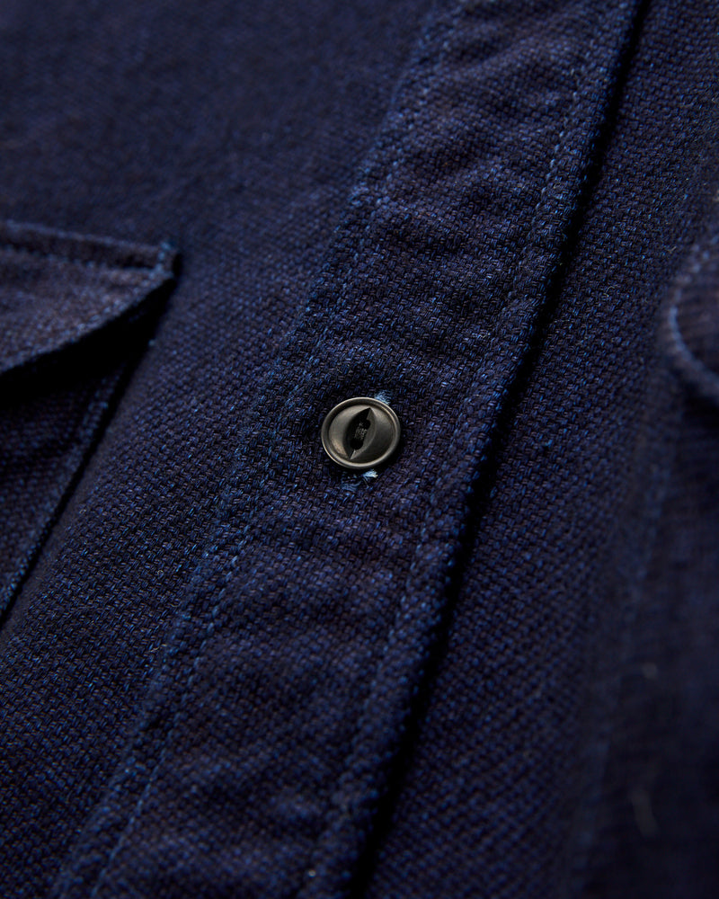 Heavy Selvedge Flannel Shirt in Solid Indigo