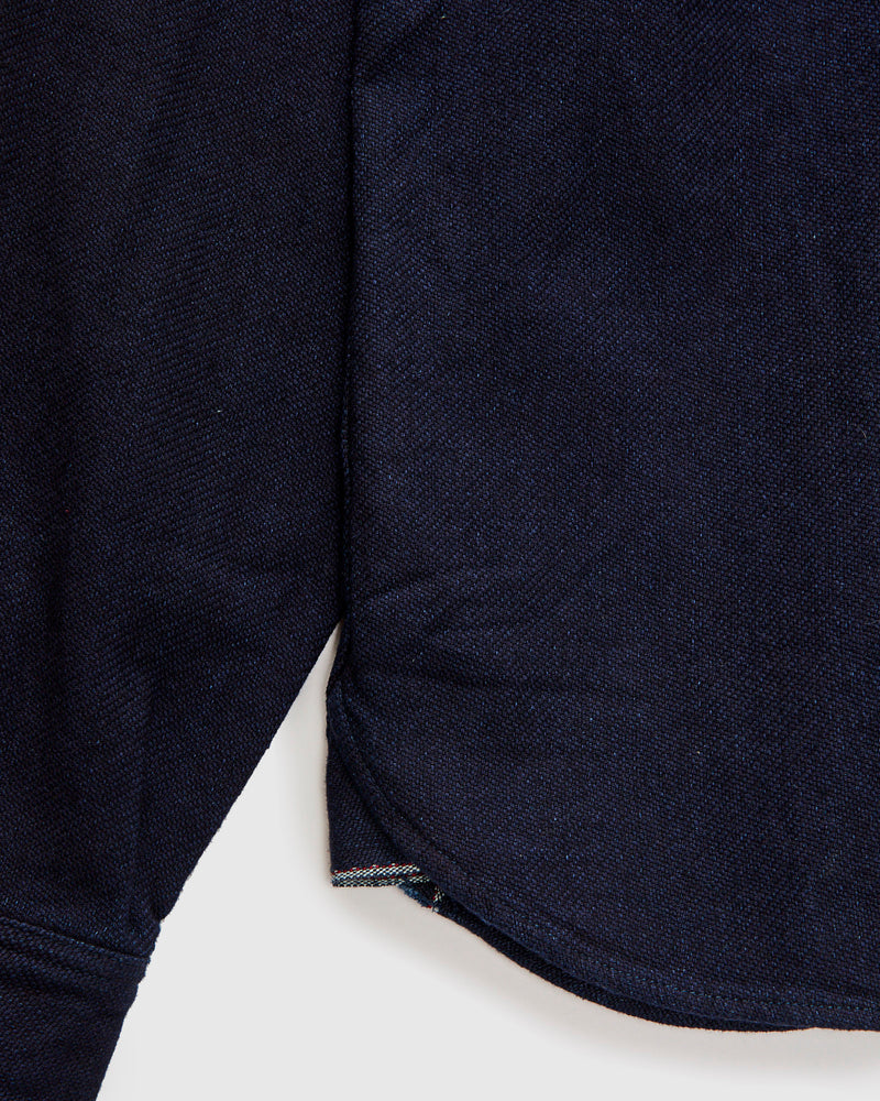 Heavy Selvedge Flannel Shirt in Solid Indigo