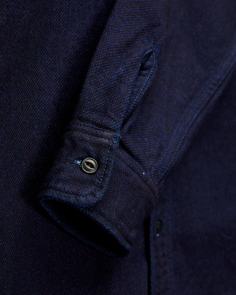 Heavy Selvedge Flannel Shirt in Solid Indigo