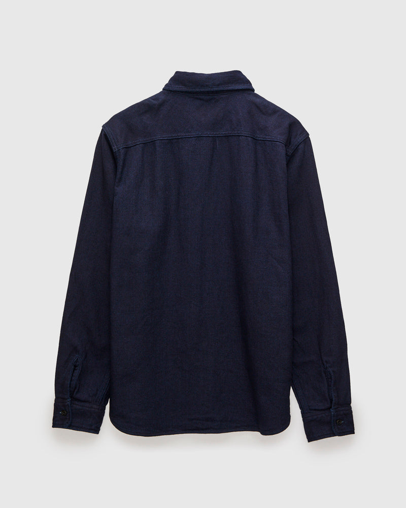 Heavy Selvedge Flannel Shirt in Solid Indigo