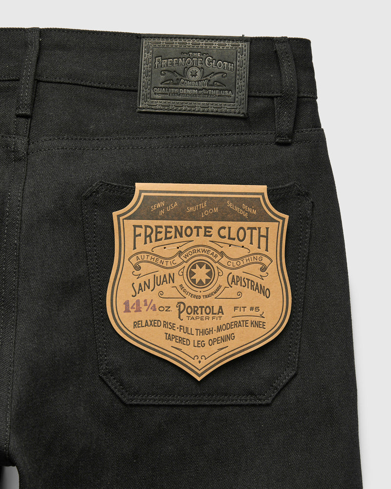 "Portola" 14.25oz Black Grey Selvedge Denim - Tapered Fit