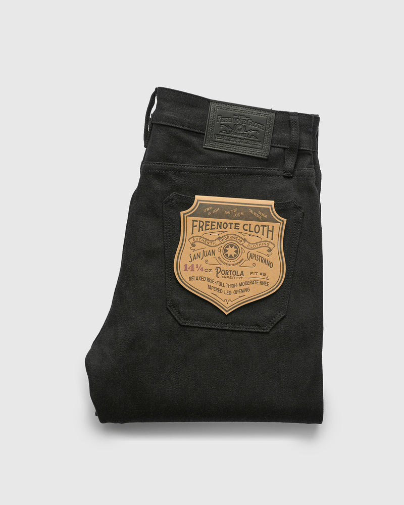 "Portola" 14.25oz Black Grey Selvedge Denim - Tapered Fit