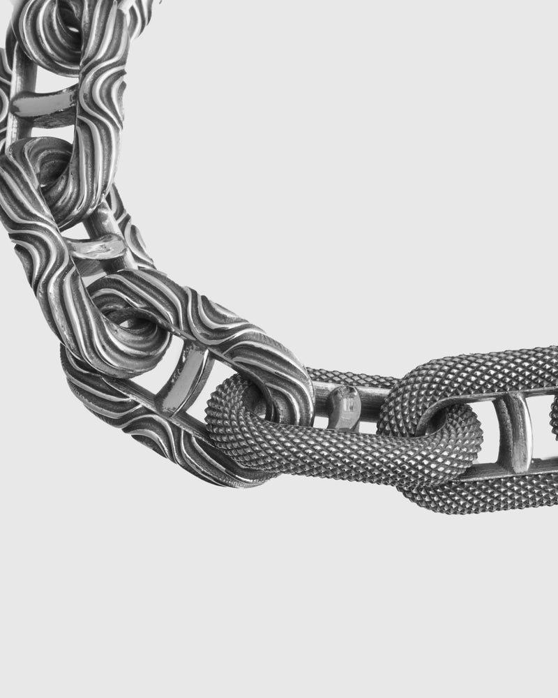 Mixed Motif Model 22 Bracelet Size A in Sterling Silver