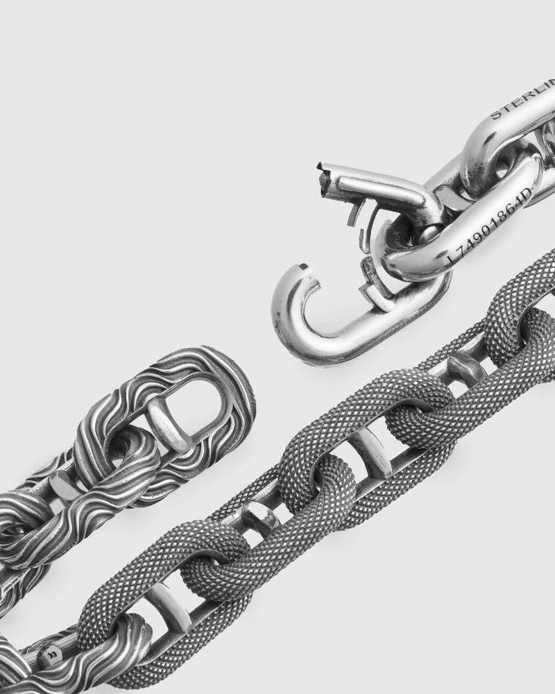 Mixed Motif Model 22 Bracelet Size A in Sterling Silver