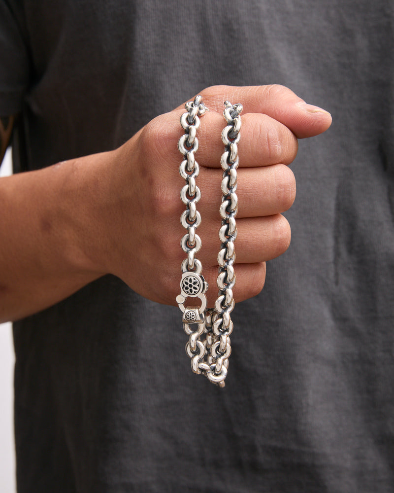 Fin Link Necklace Size A in Sterling Silver